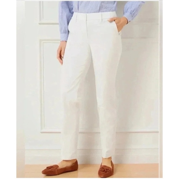 TALBOTS NEWPORT PANTS NWOT 6 WHITE CLASSIC MINIMALIST PREPPY OFFICE CHIC COASTAL - Picture 1 of 11